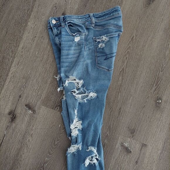 American Eagle High Rise Distressed Skinny Jeans Size 4 Regular - Picture 3 of 9